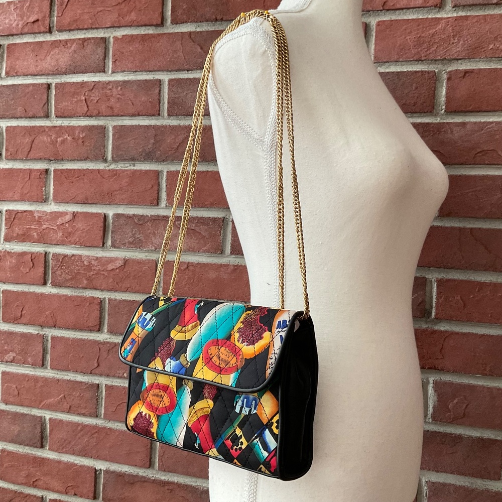 Nicole Miller Limited Edition Caviar Absolute Vodka Print Quilted Bag Vintage90’